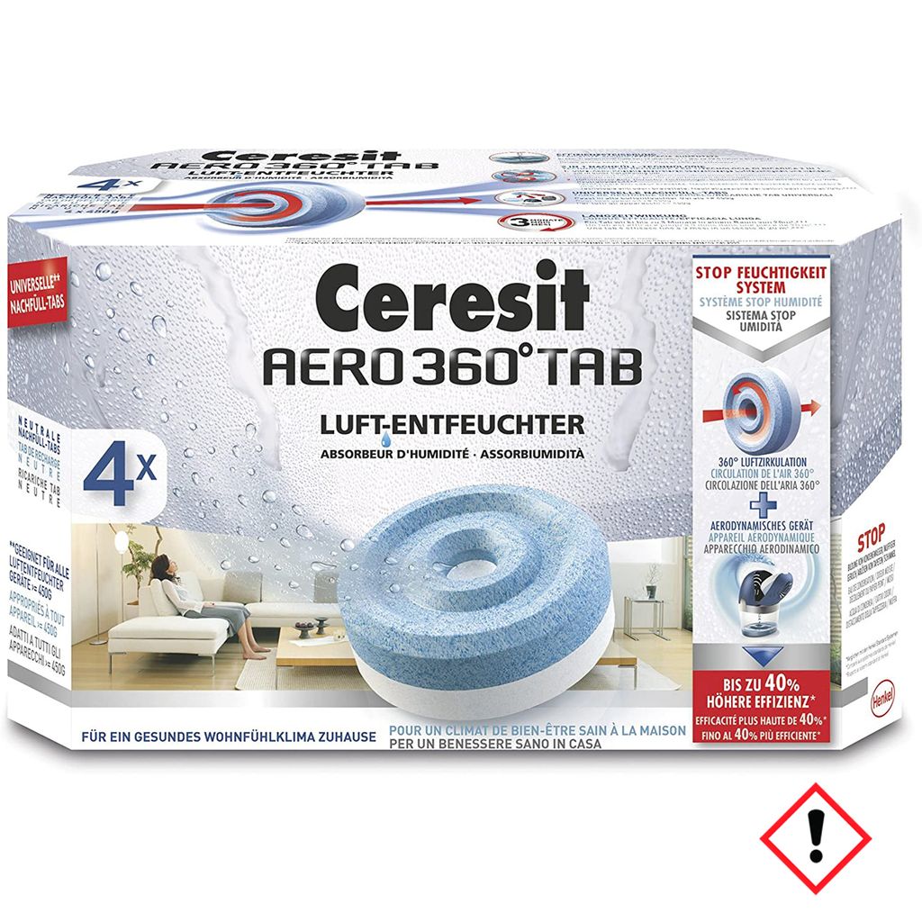 6er Pack Henkel Ceresit Luft-Entfeuchter-Tabs AERO 360 Nachfüller 4x450g Tab 