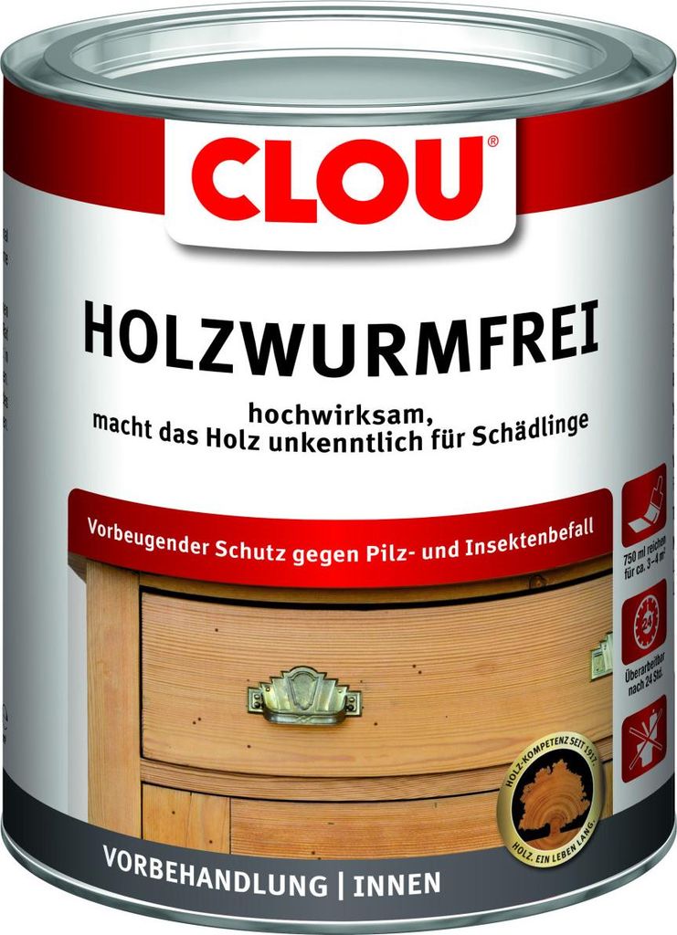 Clou Holzwurmfrei Holzschutzmittel auf Wasserbasis 2,5 L Produktbild 