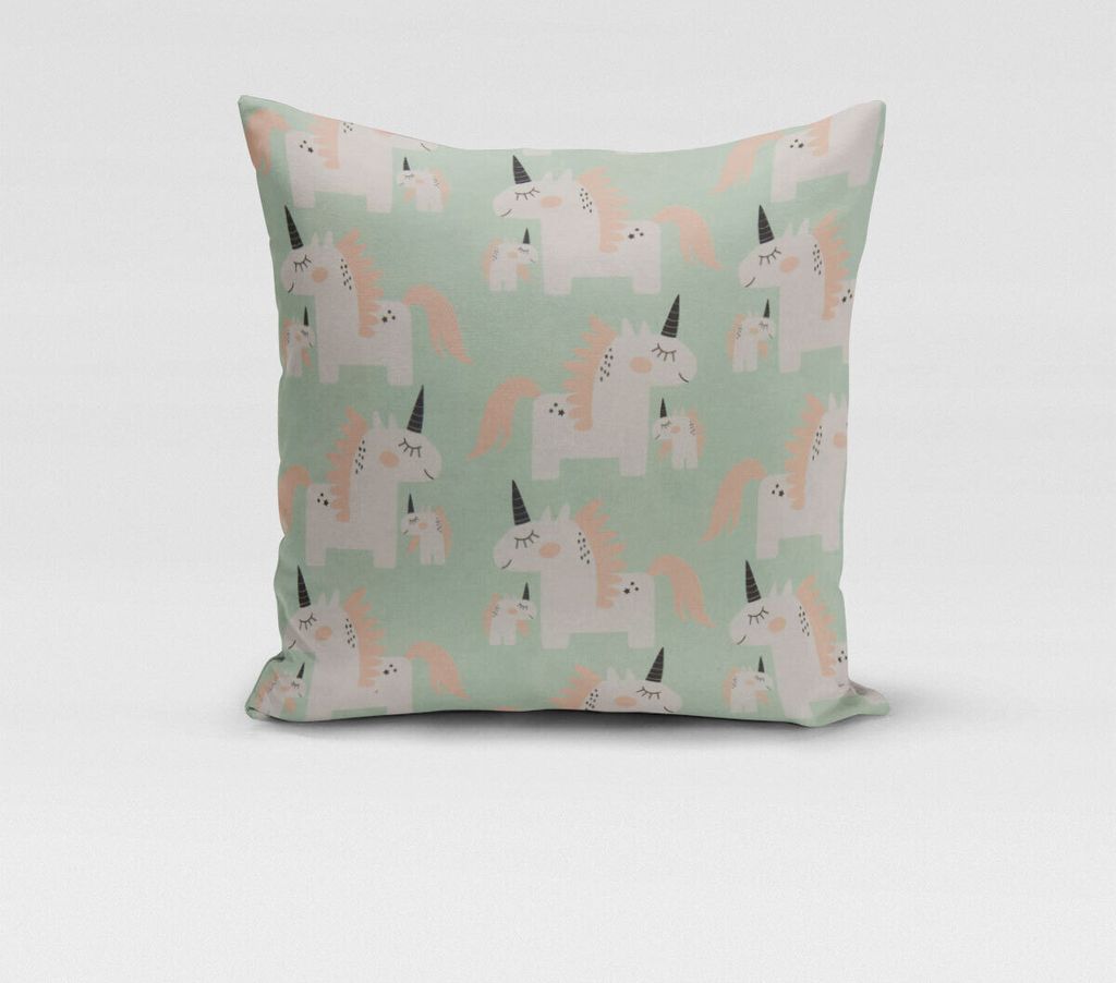SCHÖNER LEBEN. Kissenhülle Einhörner mint weiß rosa div. Größen Größe 70x70cm (HxB) 70x70cm (HxB) Größe