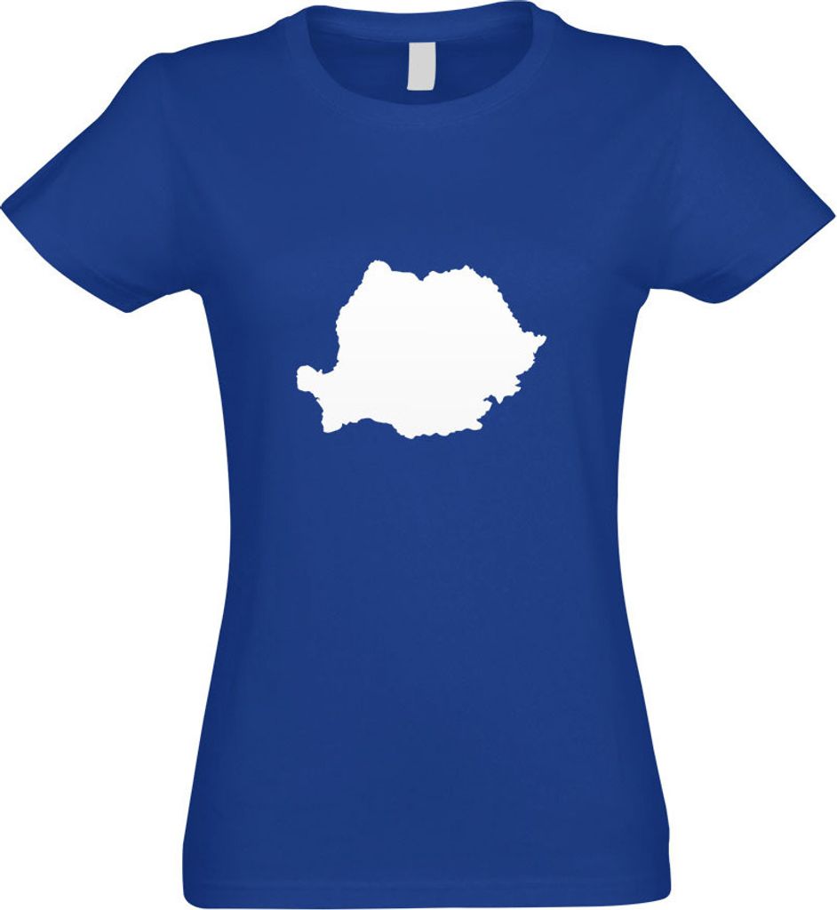 Kiwistar - T-Shirt tailliert - Damen - royal - Rumänien Umriss Kontur - mit Motiv Bedruckt - Funshirt Design - Sport - Freizeit - Damen - XL