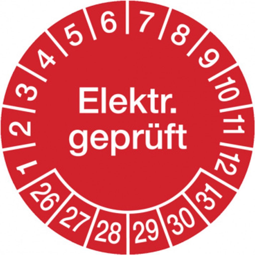 Dreifke Aufkleber Prüfplakette, Elektr. , rot/weiß, Ø 20 mm - Bogen =...