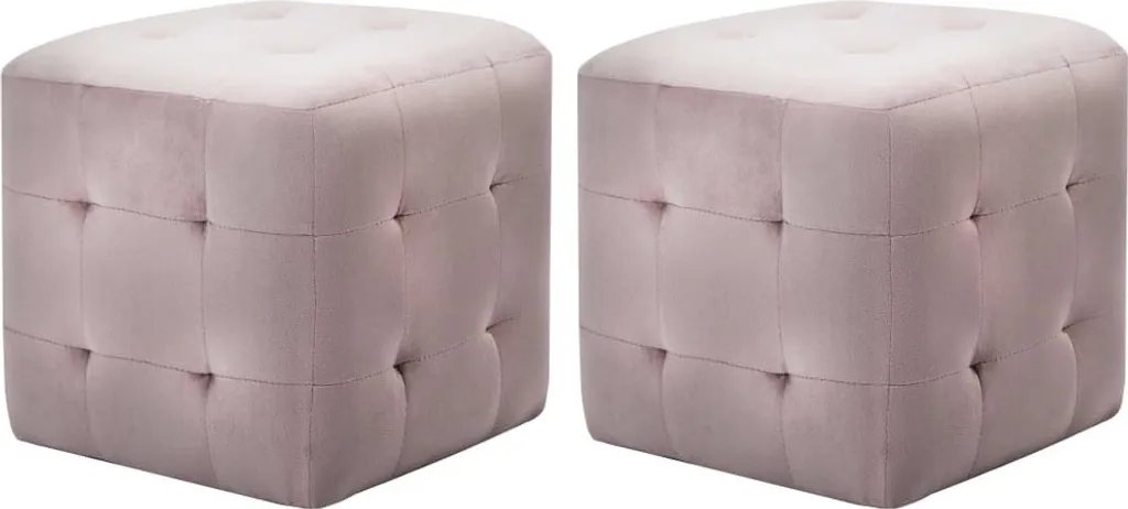 The Living Store Pouf 2 pezzi rosa 30x30x30 cm in tessuto di velluto