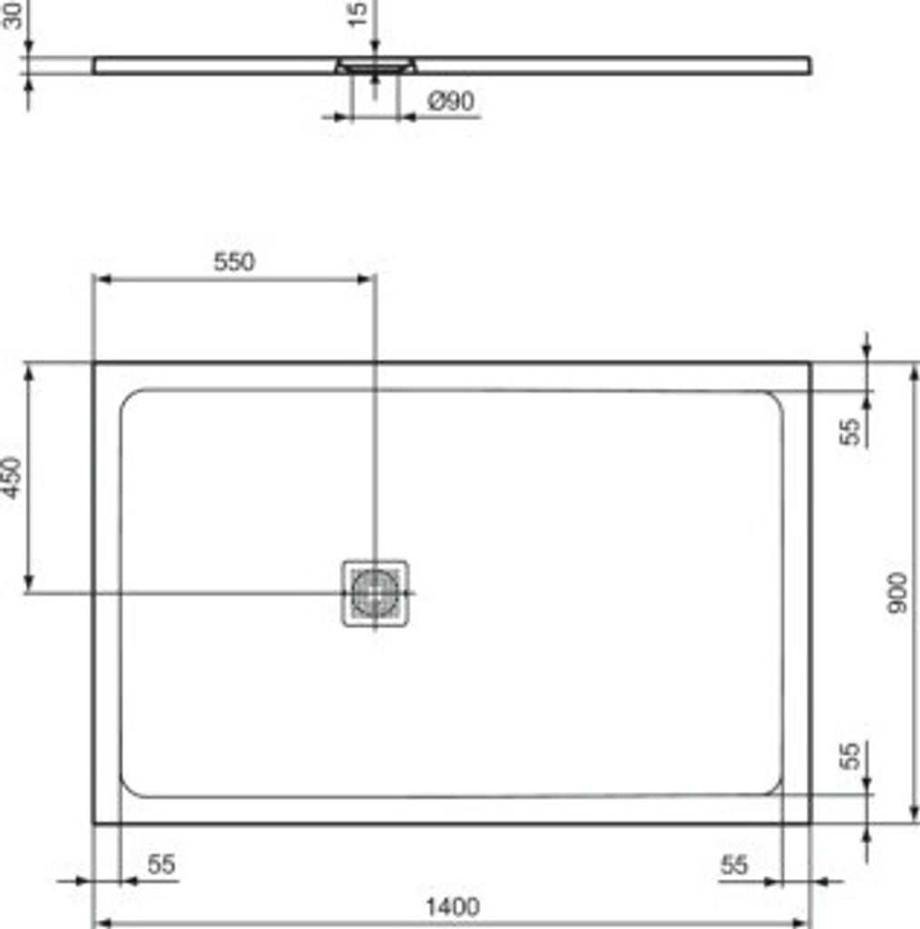 IDEAL STANDARD T5598FS Rechteck-Brausewanne Ultra Flat S +