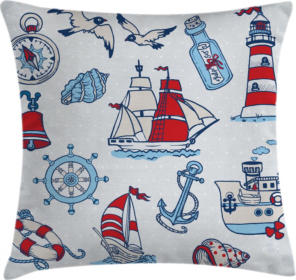 ABAKUHAUS Kids Kissenbezug, Cartoon Wasser, Dekorative Kopfkissenhülle mit Beidseitigem Druck Reißverschluß Waschbar, 50 x 50 cm, Blau Rot