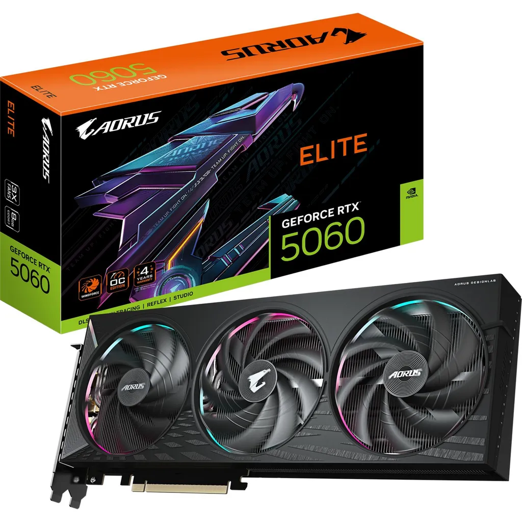 Carte Vidéo Gaming RTX 5060 AORUS ELITE 8GB GDDR7 GIGABYTE 2722MHz