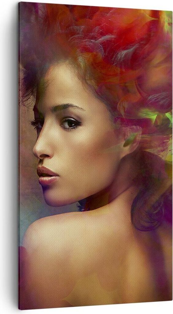 Bild auf Leinwand - Leinwandbild - frau gesicht - 45x80cm - Wand Bild - Wanddeko - Wandbilder - Leinwanddruck - Bilder - Kunstdruck - Wanddekoratio...