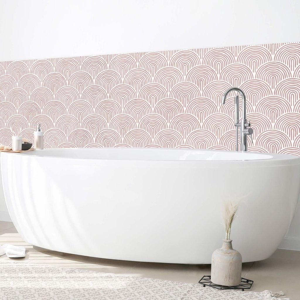 Wandverkleidung Bad Muster selbstklebend - 0.35 mm Wandpaneel matt wasserfest Design rosa Abstrakt Badrückwand fugenlos 250x100 cm