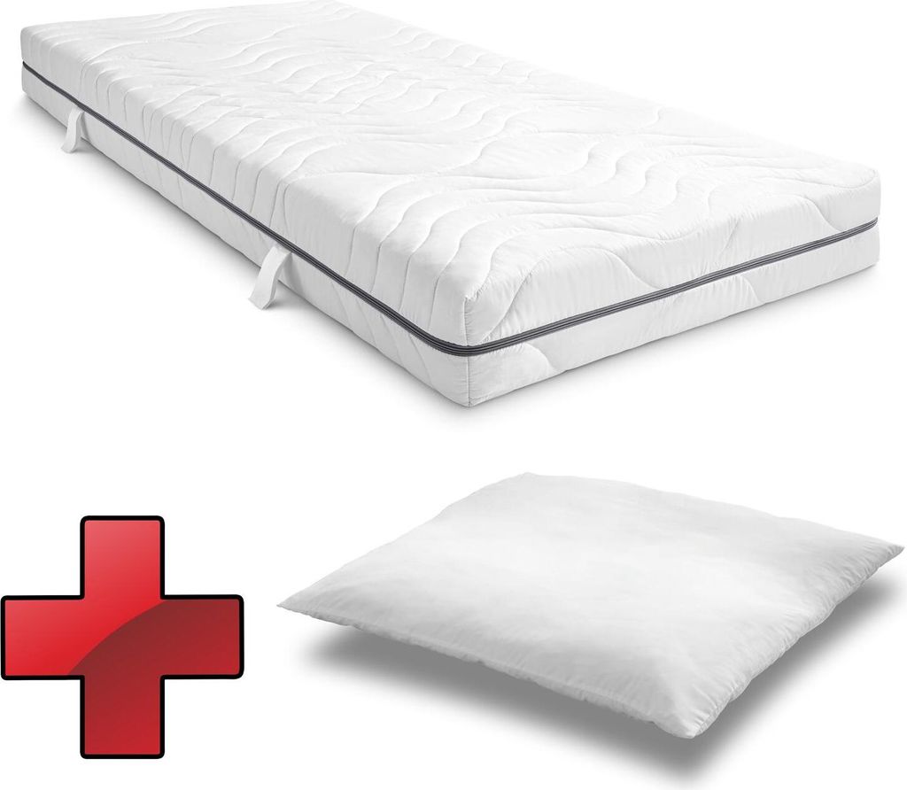 7 Zonen Viskoelastik-Matratze Sleezzz Smart 90 x 200 cm, Höhe 18 cm, Härtegrad H3 mit Air Memoryschaum + CloudComfort Basic Mikrofaser Kopfkissen...