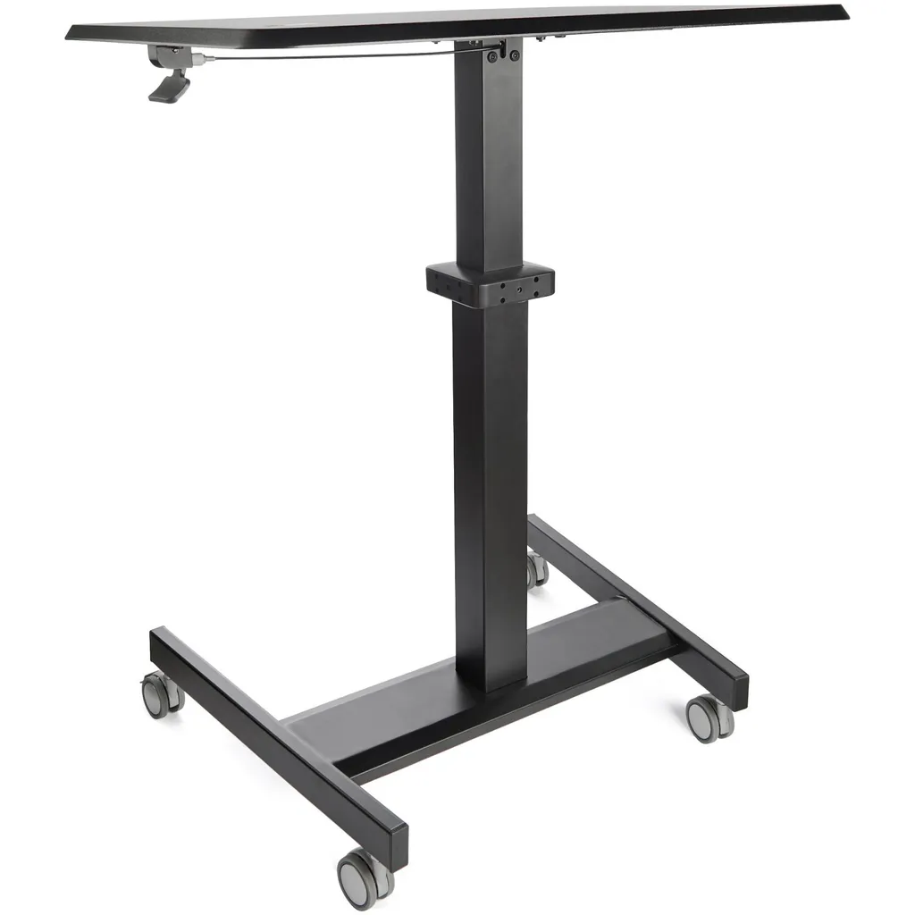 Pupitre Ergonomique à Roulettes Noir - Table d'Ordinateur Réglable Bois