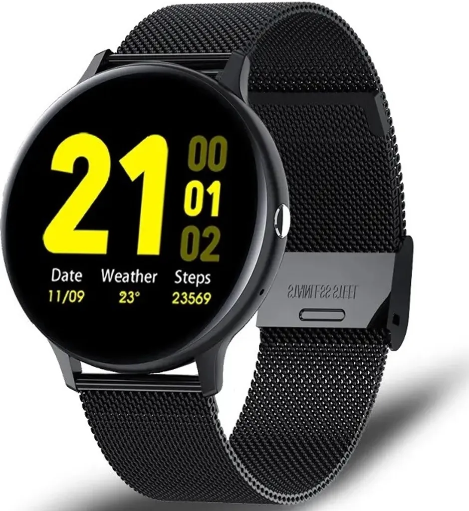 Montre Intelligente LIGE Noire avec Écran Tactile et Suivi d'Activité