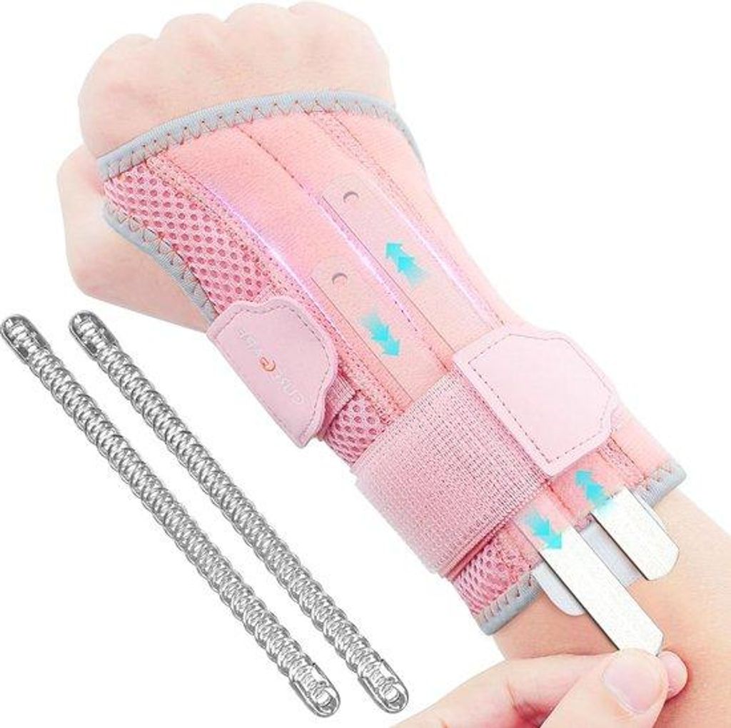 Polsbandage mit 3 Metallräubern für Carpal-Tunnel-Syndrom, Atemhilfe, Polstuhl für Männer und Frauen, links, S-M-Größe