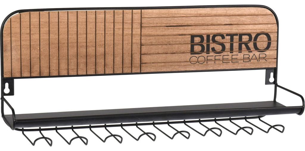 Halter für Gläser und Tassen mit Ablage aus schwarzem Produktbild 