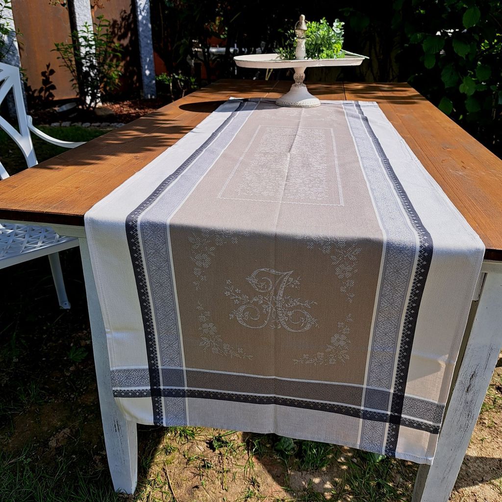 Jacquard Tischläufer BEIGE ECRU 50x160 cm aus Baumwolle mit Abperleffekt