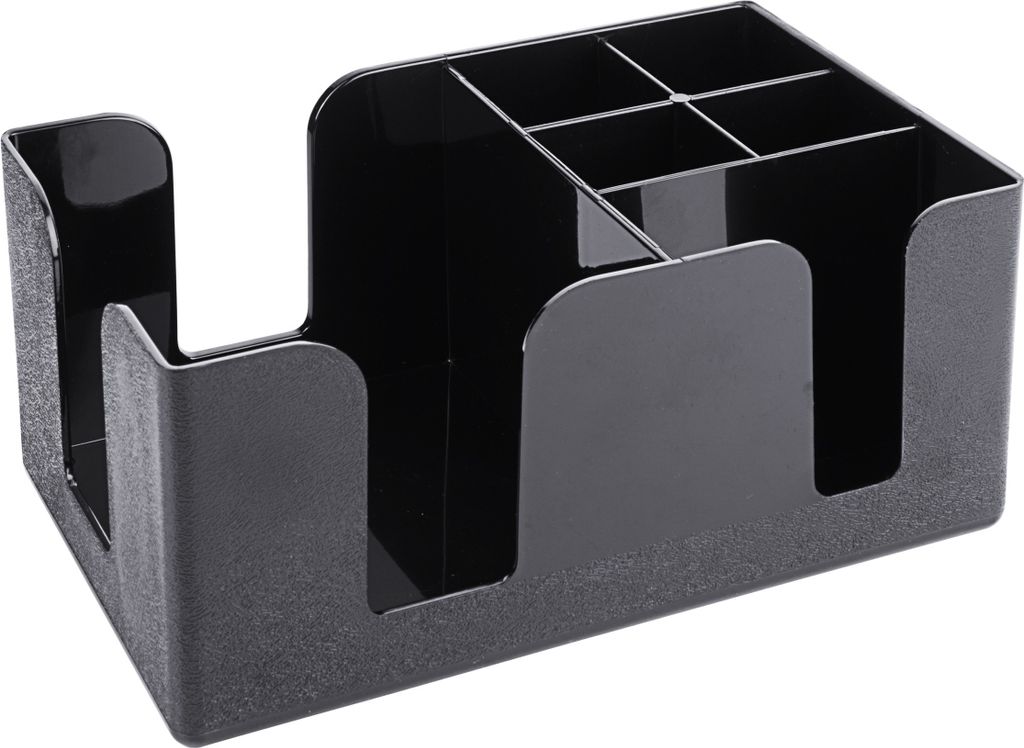 Bar-Caddy, schwarz, 6 Fächer, aus schwarzem ABS-Kunststoff, 24 x 15 x 10 cm