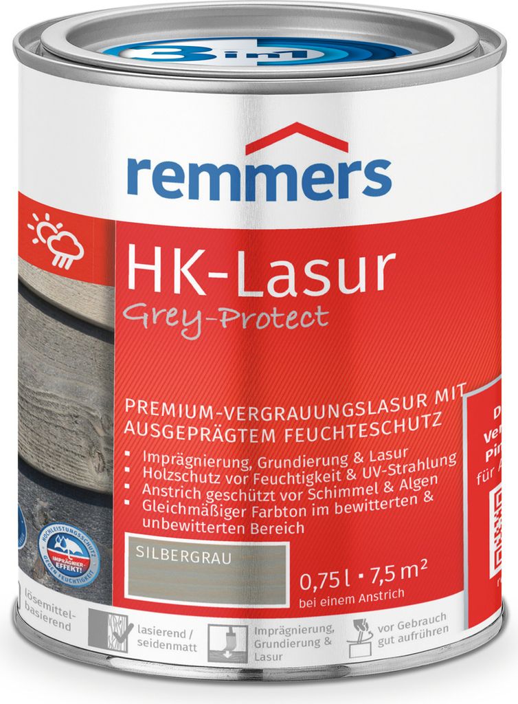 Remmers HK-Lasur 3in1 Grey-Protect silbergrau (RC-970) 0,75 Produktbild 