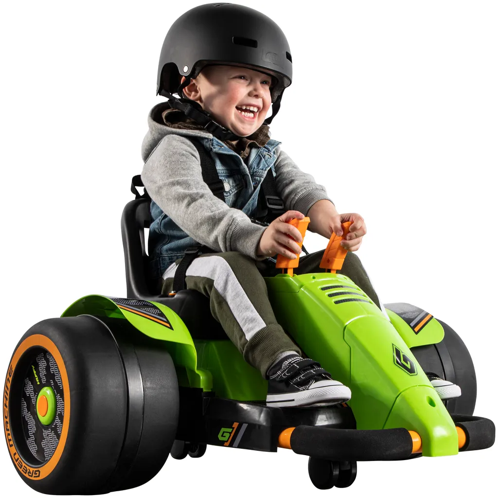 Huffy Green Machine 360 6V Vert : Tricycle Électrique Rotatif Enfant
