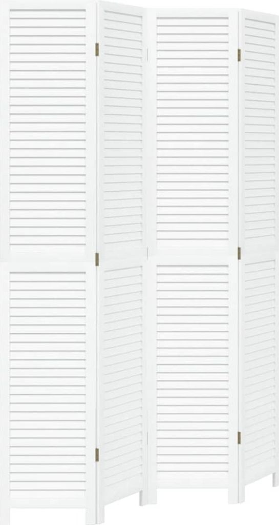 4-tlg. Raumteiler Weiß Massivholz Paulownia