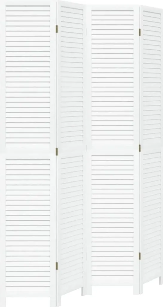 Paravent intérieur 4 volets blanc en bois massif pour la maison