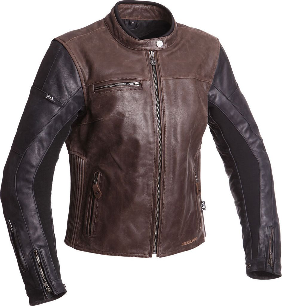 Segura Nova Damen Motorrad Lederjacke, braun/schwarz, 38