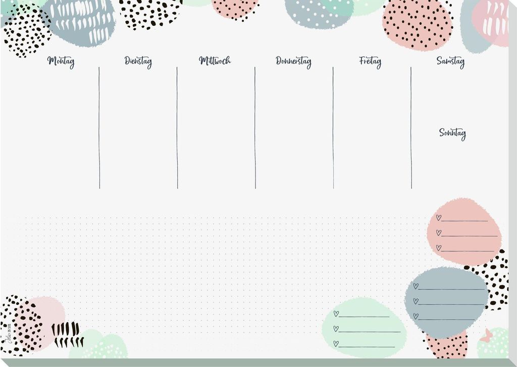 SIGEL JS101 Jolie Papier-Schreibunterlage Rose Inspiration - Wochenplaner, undatiert deutsch - A3 - 30 Blatt -