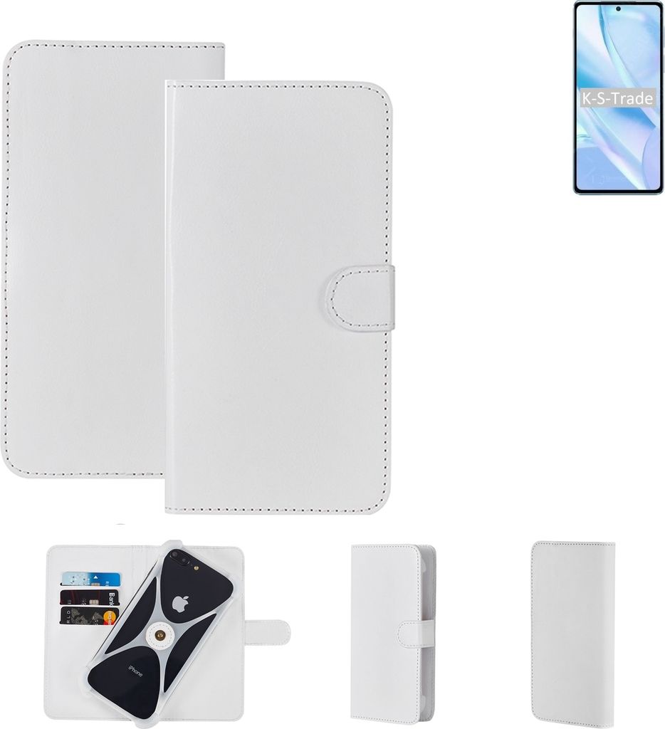 K-S-Trade Handy Hülle Schutz Hülle kompatibel mit Motorola Edge S Pro Cover Case Bookstyle Bumper weiß 1x