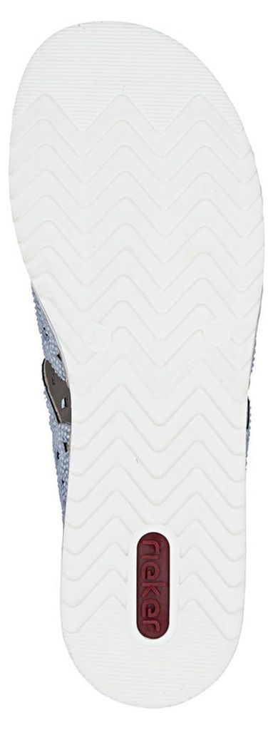 Rieker Damen Pantolette breiter Riemen mit Strass schmale Weite V0689, Größe:37 EU, Farbe:Blau