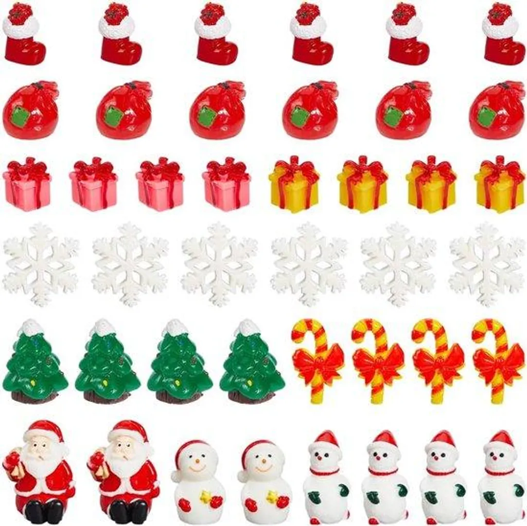 Figurines Miniatures de Noël en Résine - Lot de 12 Décorations de Fêtes