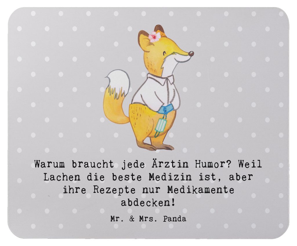 Mr. & Mrs. Panda Mauspad Humorvolle Ärztin - Grau Pastell - Geschenk, pc, beste Medizin, Patienten, Beruf, Mousepad, Berufsprodukte, Mouse Pad, Be...