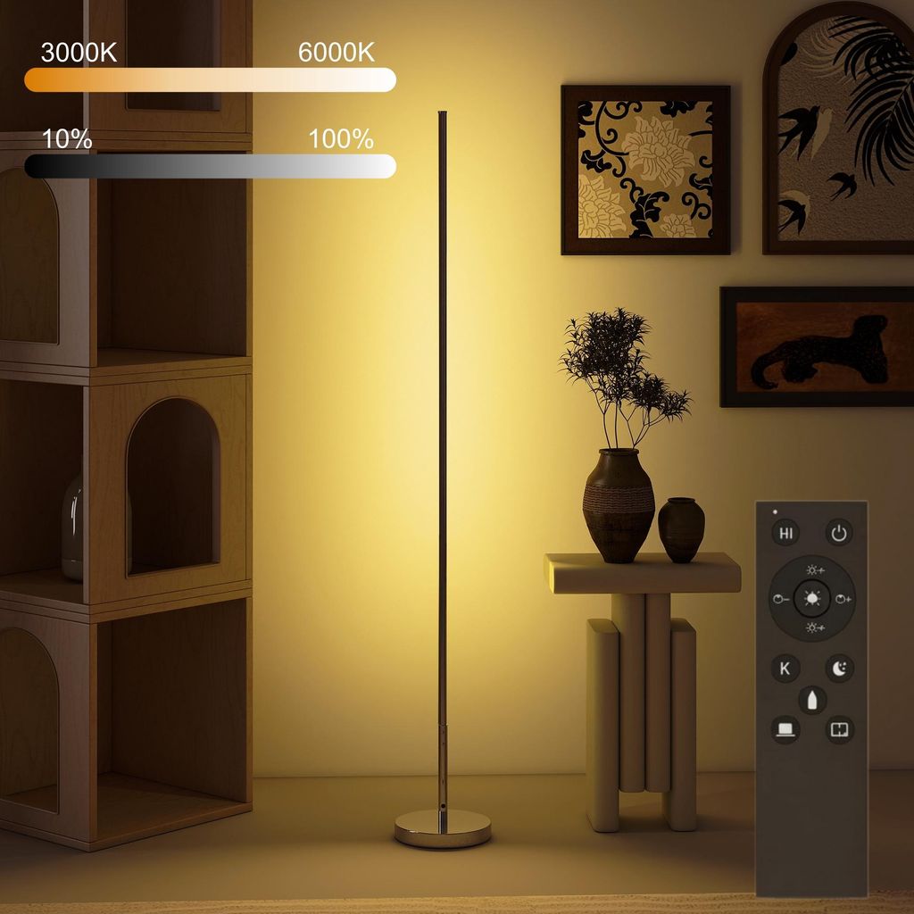 LED Stehlampe Dimmbar mit Fernbedienung 150cm – Moderne Produktbild 