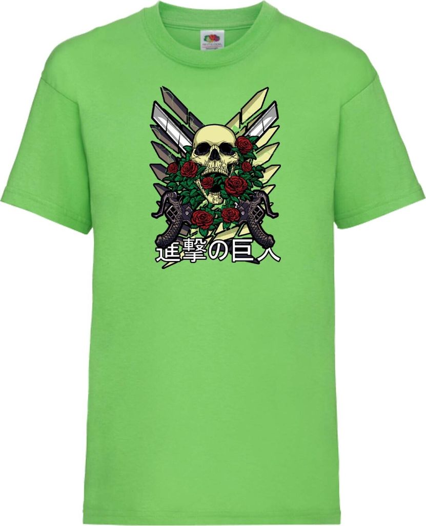 Kinder T-Shirt Attack Anime On Titan 02 Beast Attack, 7-8 Jahr - 128 / Lime
