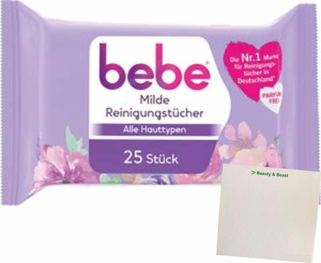 bebe milde Reinigungstücher Alle Hauttypen 25Stk (500g Packung) + usy Block