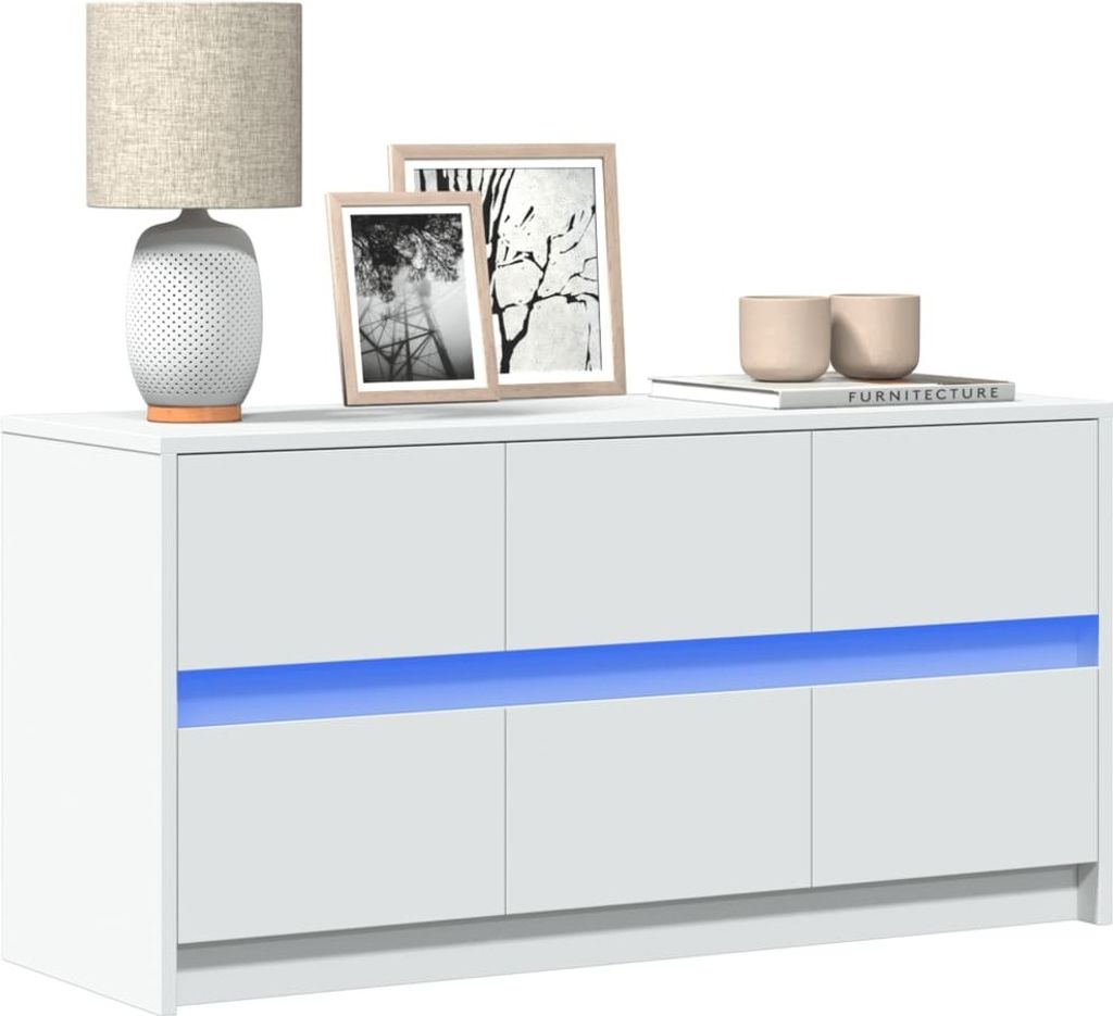 Maison Exclusive - TV-Schrank mit LED-Beleuchtung Weiß 100x34x50 cm Holzwerkstoff