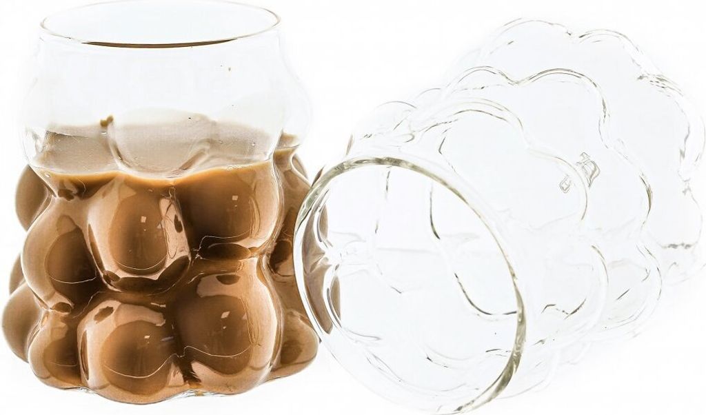4 Tlg. Gläser Set Mulex Cappuccino Gläser Trinkgläser 350 ml Hitzebeständig Bubble
