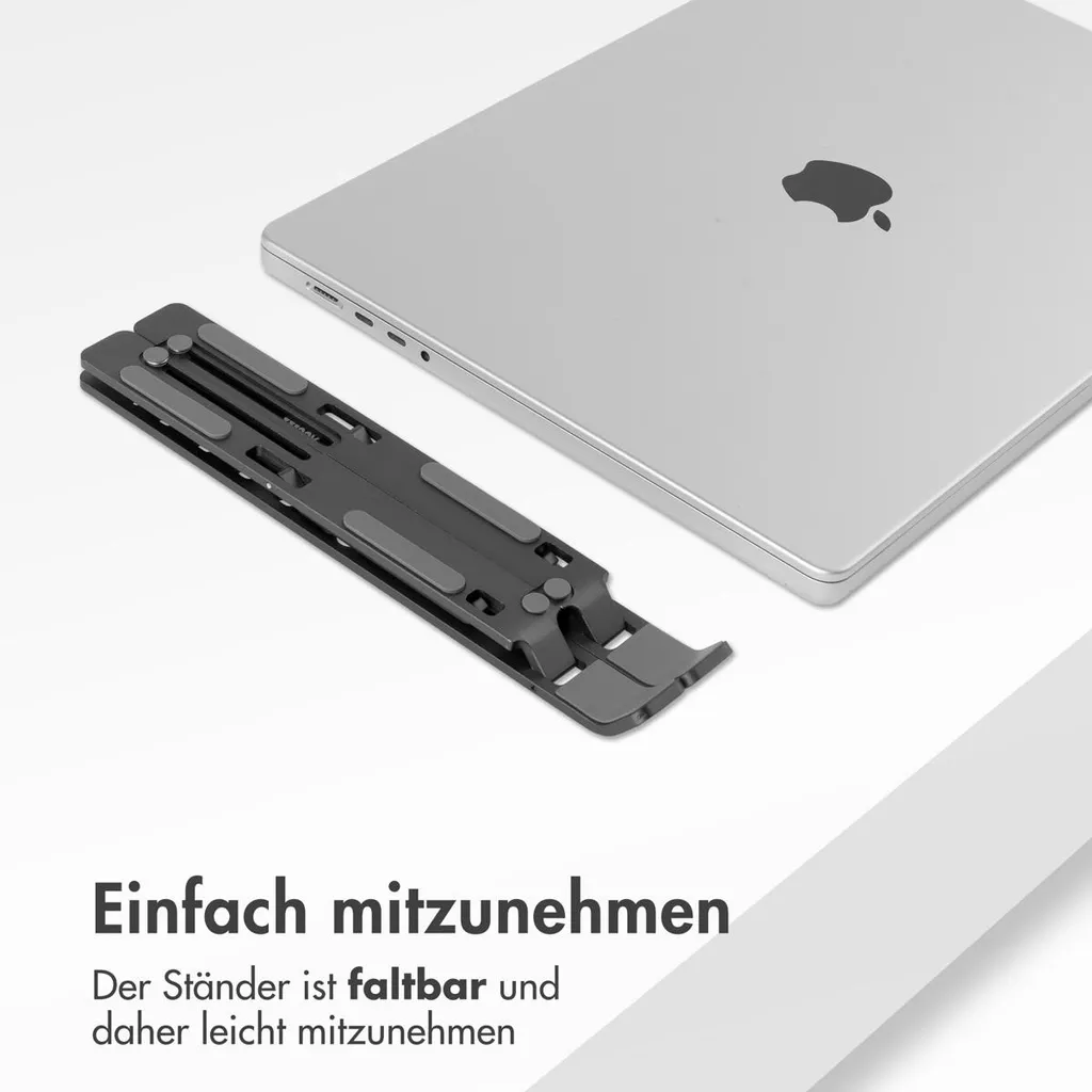 Supporto Laptop Accezz Alluminio Grigio: Stand Design Ergonomico Pieghevole - 8