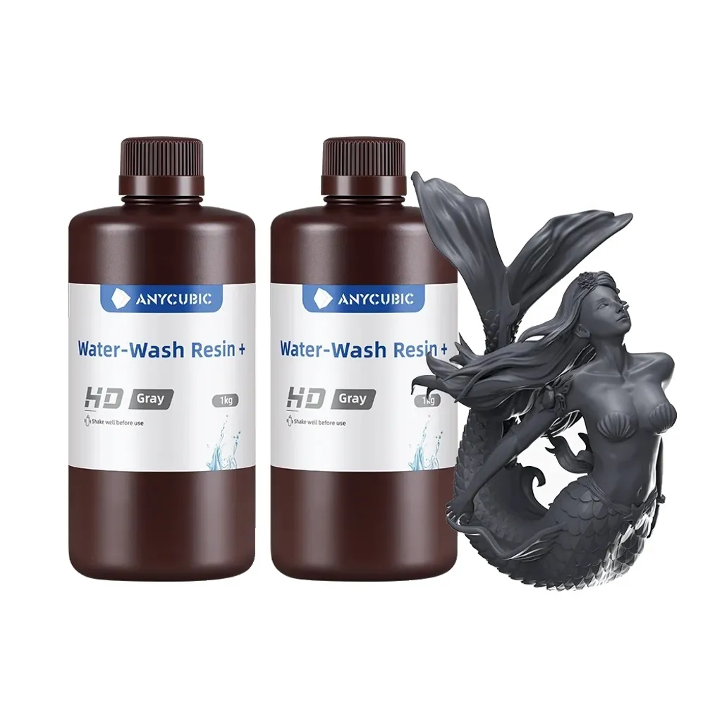 Resina di lavaggio ad acqua per la stampa 3D, tempo di esposizione rapido, capacità di 2 KG, 2 flaconi di resina per lavaggio ad acquaStatuetta di sirena