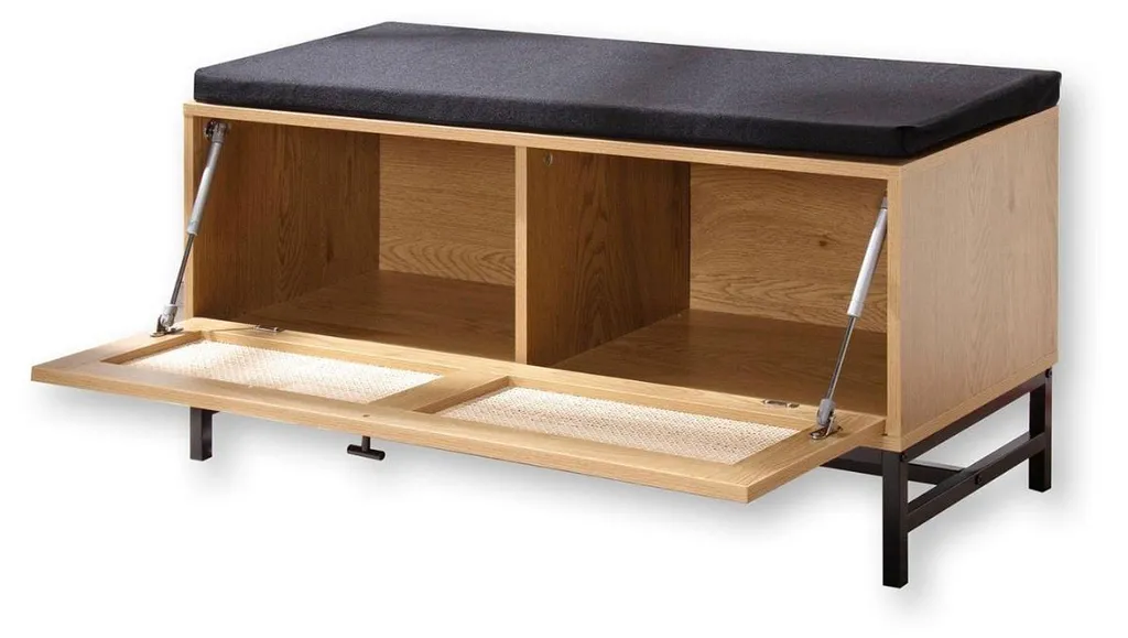 Meuble chaussure entrée JAYA façade rotin et assise confortable 100 cm - 6