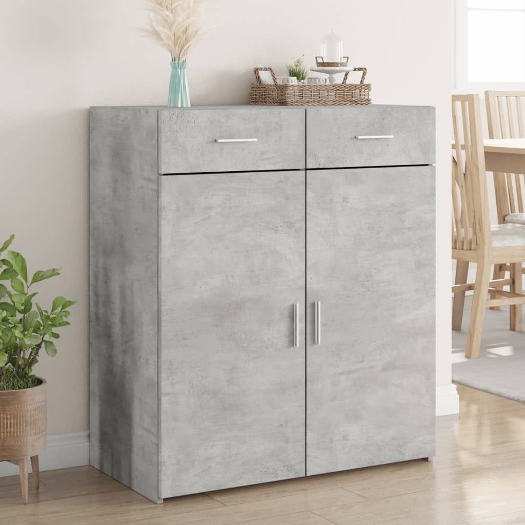 "2026 Promotion" Sideboard Wohnzimmer - Betongrau 80x42,5x93 cm Holzwerkstoff - Kommoden CC13999
