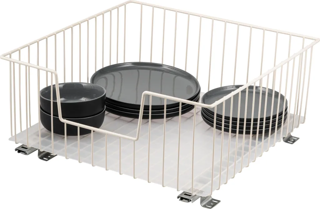 bremermann cestino per armadio estraibile 50 cm con ripiano, cassetto per cucina da riadattare, armadio estraibile in metallo, bianco panna