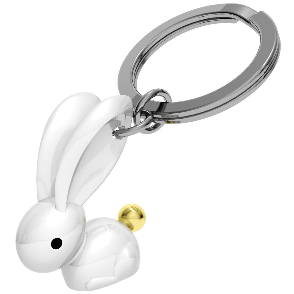 Schlüsselanhänger Bunny, weiß mit goldenem Schwanz