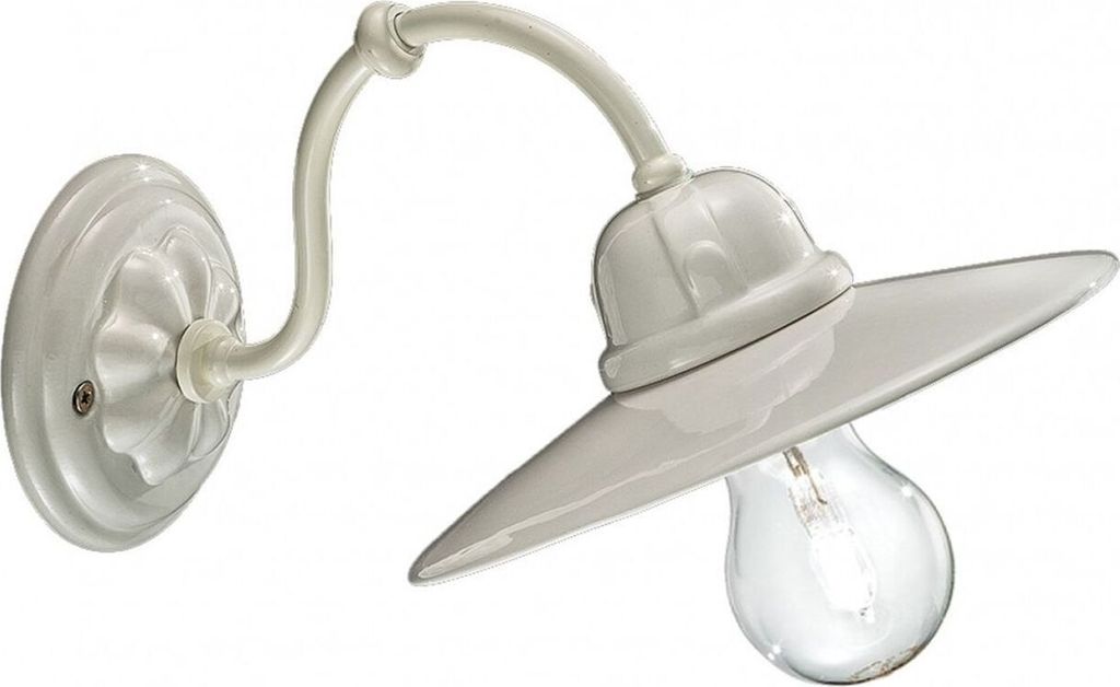 Wandlampe Keramik Metall E27 B: 20 cm Weiß Vintage Design Keramikleuchte