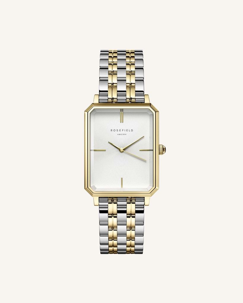 ROSEFIELD Damenuhr Octagon Silber-Gold Bicolor eckig OWSSSG-O48