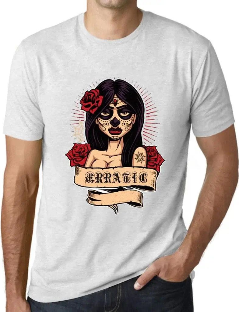 Herren Grafik T-Shirt Frauen Blume Tattoo unberechenbar – Women Flower Tattoo Erratic – Öko-Verantwortlich Vintage Jahrgang Kurzarm Lustige Druck