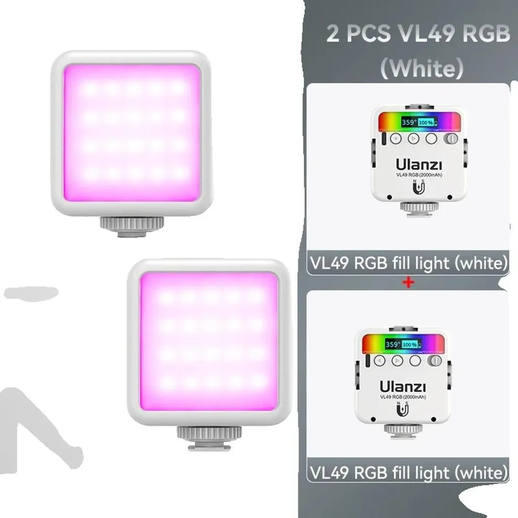 Lumière Vidéo RVB 95 Couleurs Réglable VL49 pour Photo et Vidéo x2