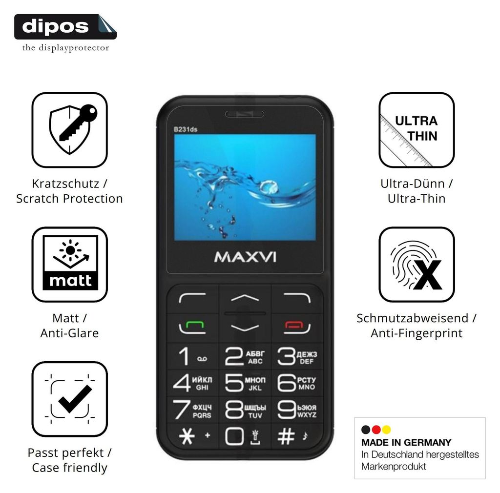 4x Schutzfolie für Maxvi B231ds matt Displayschutzfolie Folie Display Schutz dipos