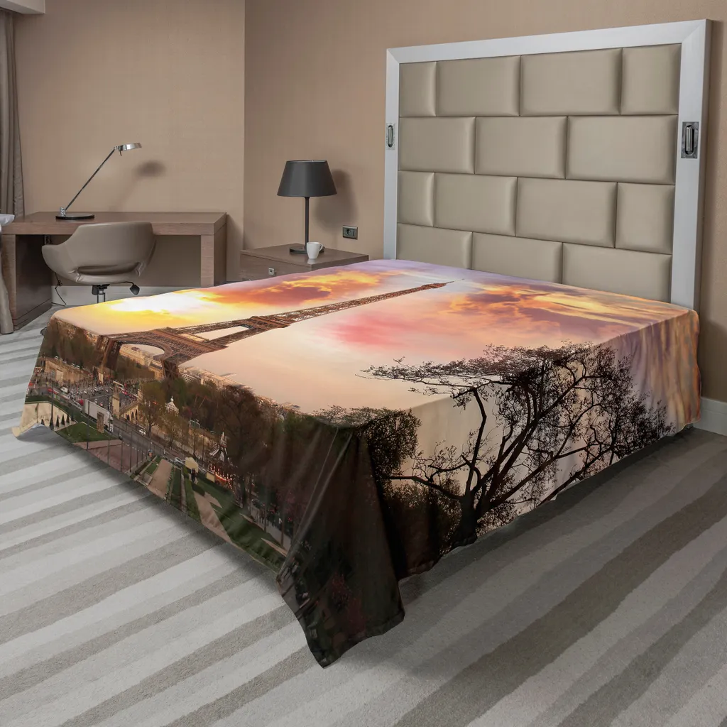 Drap Plat XL Anti-Plis Motif Tour Eiffel : Confort et Déco de Chambre