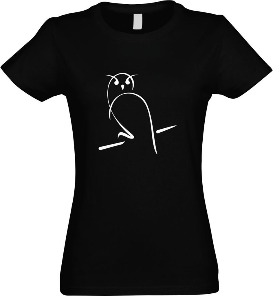 Kiwistar - T-Shirt tailliert - Damen - schwarz - Eule - mit Motiv Bedruckt - Funshirt Design - Sport - Freizeit - Damen - M