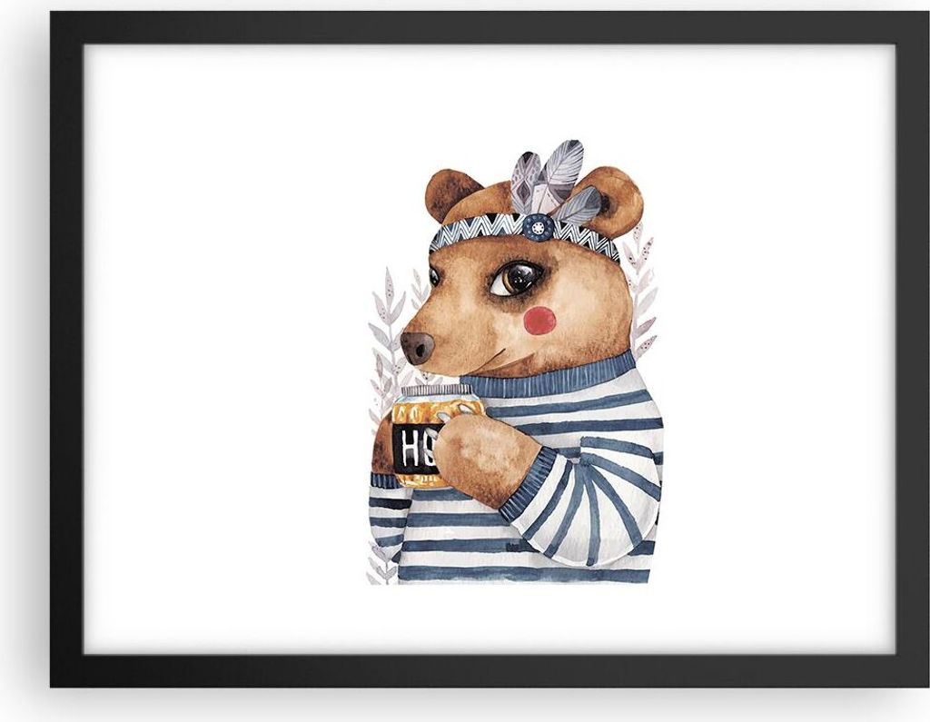Gerahmtes Poster - Schwarzer Rahmen - Anthropomorphisierung Bär Kinder - 40x30 cm - Wand Bild - Wanddeko - Wandbilder - Kunstposter - Wandposter -...