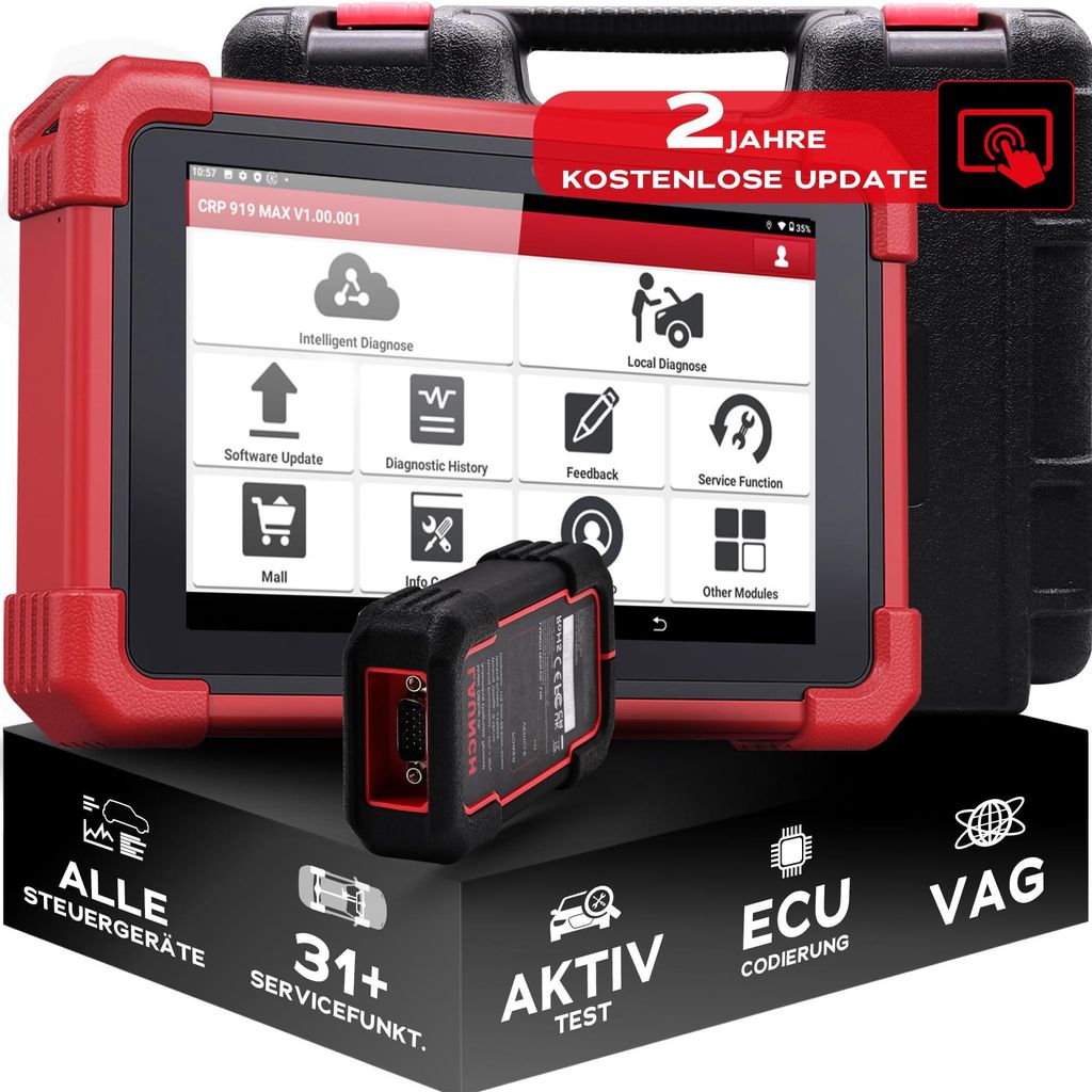 LAUNCH EUROPE CRP 919 MAX OBD2 Diagnosegerät Auto für alle Fahrzeuge, Fehlerauslesegerät KFZ, Alle System Auslesegerät Marken, 31+