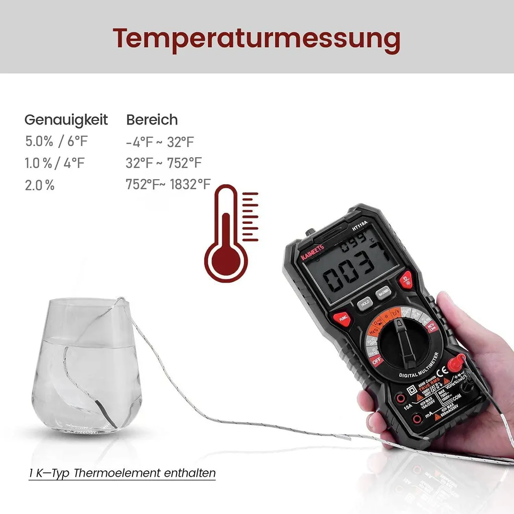 Multimètre Numérique Intelligent avec Écran LED et Mesure Température - 5