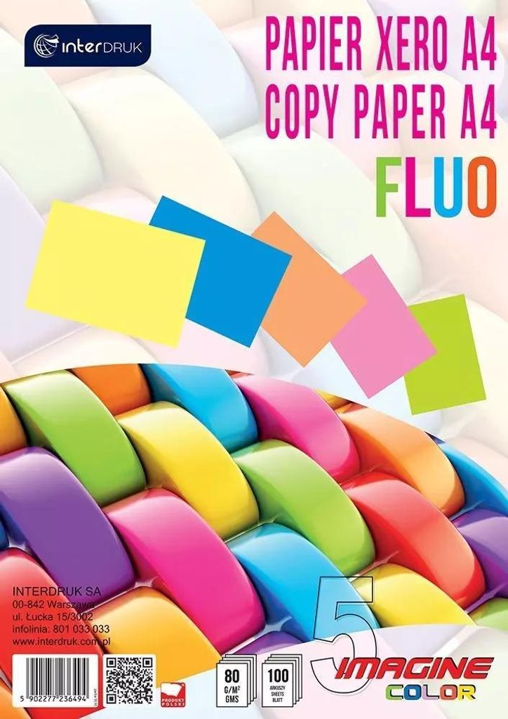 Papier ksero A4, 5 kolorów fluo, łącznie 20 000 kartek Zdjęcie produktu 